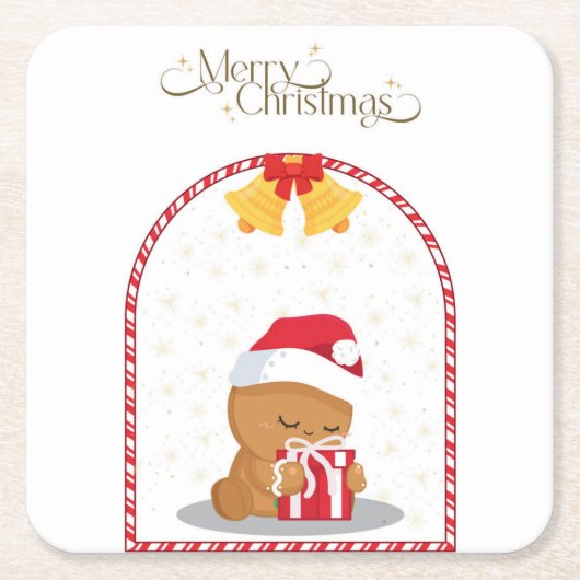 Christmas Bear Gift Coaster Rechteckiger Pappuntersetzer (Vorderseite)