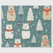 Christmas Bear Pattern Geschenkpapier (Flach)