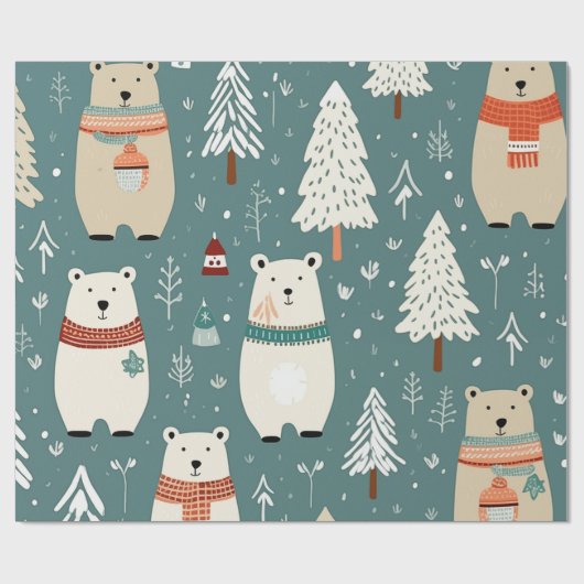 Christmas Bear Pattern Geschenkpapier (Flach)