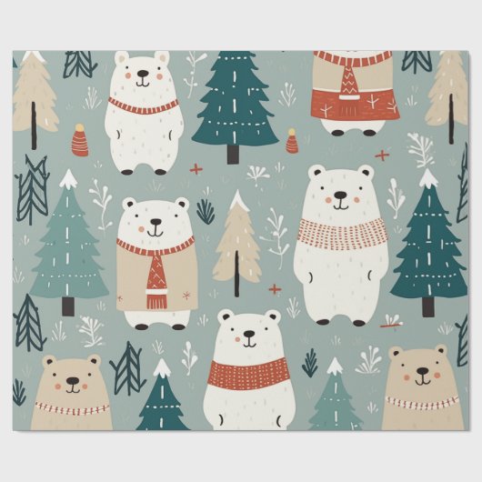 Christmas Bear Pattern Geschenkpapier (Flach)