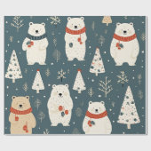Christmas Bear Pattern Geschenkpapier (Flach)