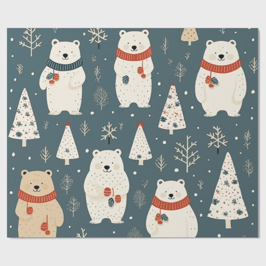 Christmas Bear Pattern Geschenkpapier (Flach)