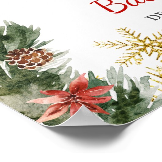 Christmas Bear Santa Boy Baby Shower Welcome Sign Poster (Ecke)