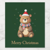 Christmas Bear Weinetikett (Einzelnes Label)