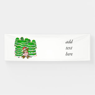 Christmas Bear with JOY Sign and ChristmasTrees Banner