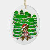 Christmas Bear with JOY Sign and ChristmasTrees Keramikornament (Rechts)