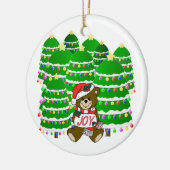 Christmas Bear with JOY Sign and ChristmasTrees Keramikornament (Links)
