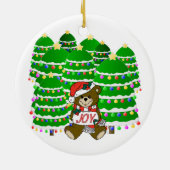 Christmas Bear with JOY Sign and ChristmasTrees Keramikornament (Hinten)