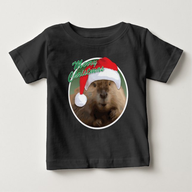 Christmas Beaver - Baby Fine Jersey T - Shirt (Vorderseite)