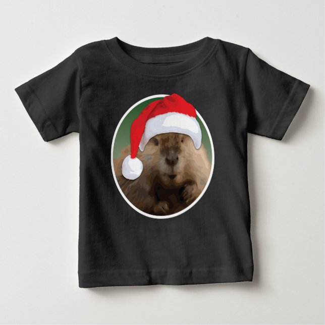 Christmas Beaver - Baby Fine Jersey T - Shirt (Vorderseite)