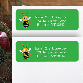 Christmas Bee Holding Candy Canes Return Address