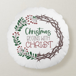 CHRISTMAS BEGINNT MIT CHRISTEN RUNDES KISSEN