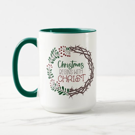 CHRISTMAS BEGINNT MIT WEIHNACHTSCHREIBEN TASSE (Links)