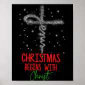 Christmas Begins With Christ Cross Christian Relig Poster (Vorne)