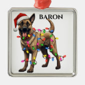 CHRISTMAS BELGIAN MALINOIS DOG LIGHTS ORNAMENT AUS METALL (Vorne)