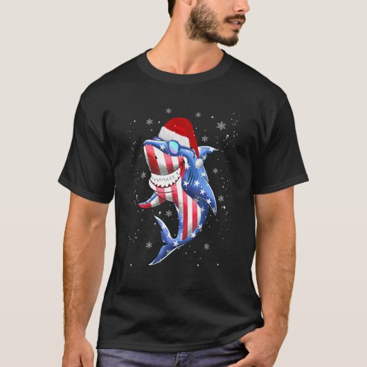 Christmas Believe Santa Claus Riding Shark Xmas UG T-Shirt (Vorderseite)