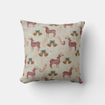 Christmas Bell Deer Candy Cane Throw Kissen