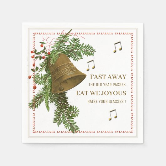 Christmas Bell Music Napkin mit Texten Serviette (Vorderseite)
