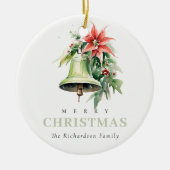 Christmas Bell Pine Poinsettia Foto Keramik Ornament (Vorne)