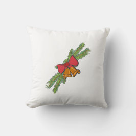 Christmas Bell Print with Pine & red bow wall art Kissen