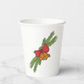 Christmas Bell Print with Pine & red bow wall art Pappbecher (Rückseite)