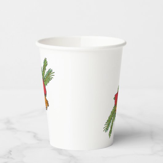 Christmas Bell Print with Pine & red bow wall art Pappbecher (Links)