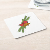 Christmas Bell Print with Pine & red bow wall art Rechteckiger Pappuntersetzer (angewinkelt)