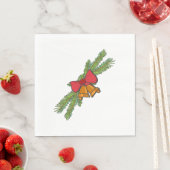 Christmas Bell Print with Pine & red bow wall art Serviette (Beispiel)