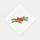 Christmas Bell Print with Pine & red bow wall art Serviette (Ecke)
