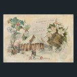 "Christmas Bell" Vintag Geschenkpapier Set<br><div class="desc">"Christmas Bell" ist eine Collage aus Vintagen Bildern, die Impressionen des Weihnachtserlebnisses darstellen. Das Highlight ist eine wunderschöne alte Messingglocke mit dem Aufdruck "Weihnachten". Das Ganze wird durch hübsche weiße Blüten mit rosa und hellgrünem Blattwerk begrenzt. Die Glocke steht vor einer schneebedeckten Landkirche, die alle für den Urlaub beleuchtet ist...</div>