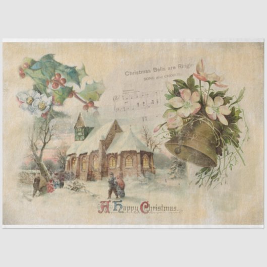 "Christmas Bell" Vintag Seidenpapier (Vorderseite)