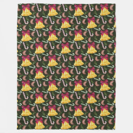 CHRISTMAS BELLS CANDYCANES & COOKIES FLEECEDECKE