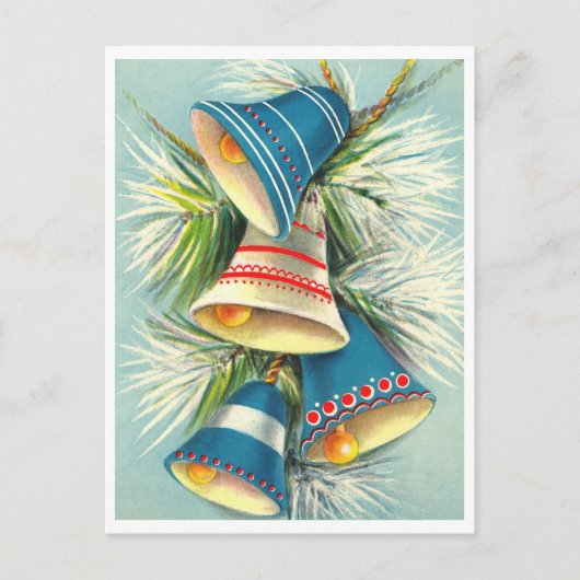 Christmas Bells, Holiday Cheer Vintage Inspired Postkarte (Vorderseite)
