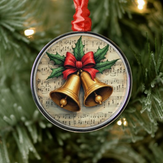 Christmas Bells on Sheet Music, Ornament Aus Metall (Baum)