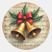 Christmas Bells on Sheet Music, Runder Aufkleber (Vorderseite)