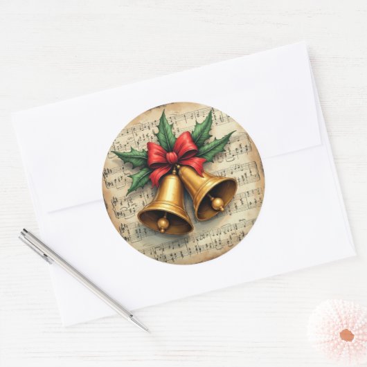 Christmas Bells on Sheet Music, Runder Aufkleber (Umschlag)