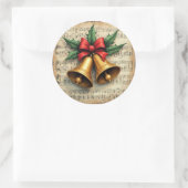 Christmas Bells on Sheet Music, Runder Aufkleber (Tasche)