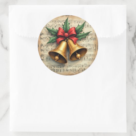 Christmas Bells on Sheet Music, Runder Aufkleber (Tasche)