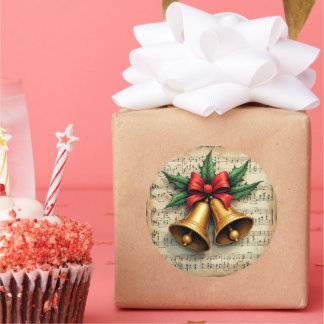 Christmas Bells on Sheet Music, Runder Aufkleber