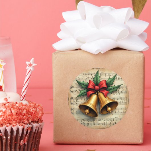 Christmas Bells on Sheet Music, Runder Aufkleber (Party)