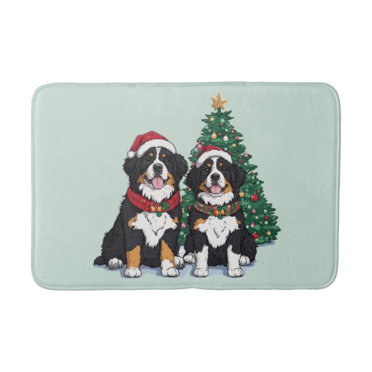 Christmas Bernese Mountain Dogs Badematte (Vorderseite)