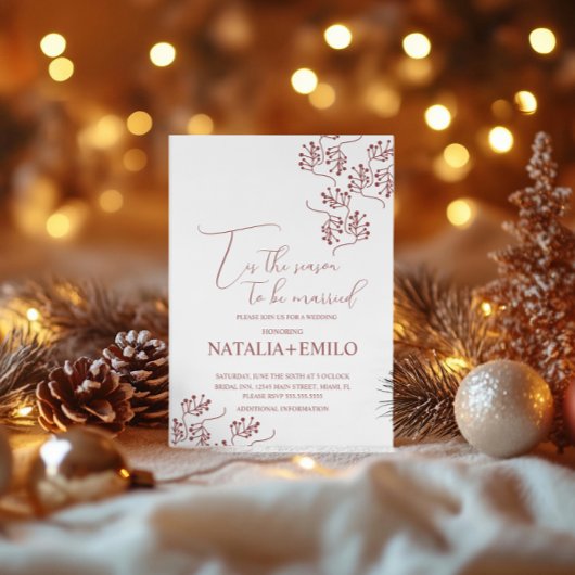 Christmas Berries Elegant Holiday Wedding  Einladung