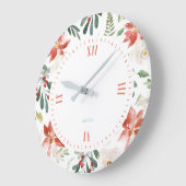Christmas berries & poinsettia pattern große wanduhr (Winkel)