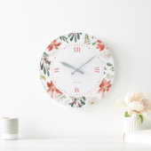 Christmas berries & poinsettia pattern große wanduhr (Zuhause)