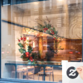 Christmas Berries Wreath Bullfinch, text Fensteraufkleber (Café-Fenster)