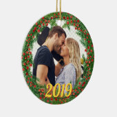 Christmas Berries Wreath Custom Foto Keramik Ornament (Rechts)
