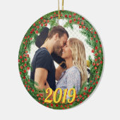Christmas Berries Wreath Custom Foto Keramik Ornament (Links)
