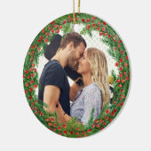 Christmas Berries Wreath Custom Foto Keramik Ornament (Links)