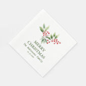 Christmas Berry Branch Watercolor Serviette (Ecke)
