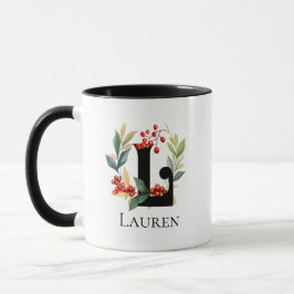 Christmas Berry Wreath Monogram Letter L Tasse